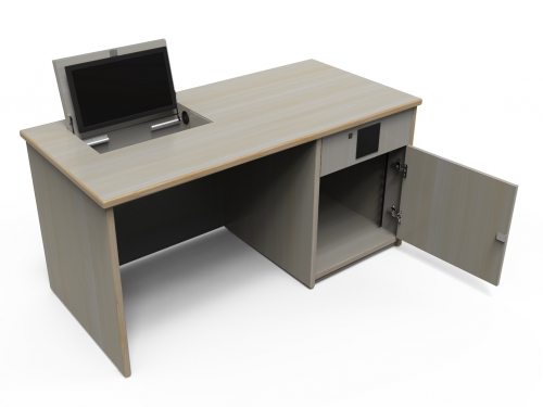 TISCH MIT AUFKLAPPBAREM BILDSCHIRM